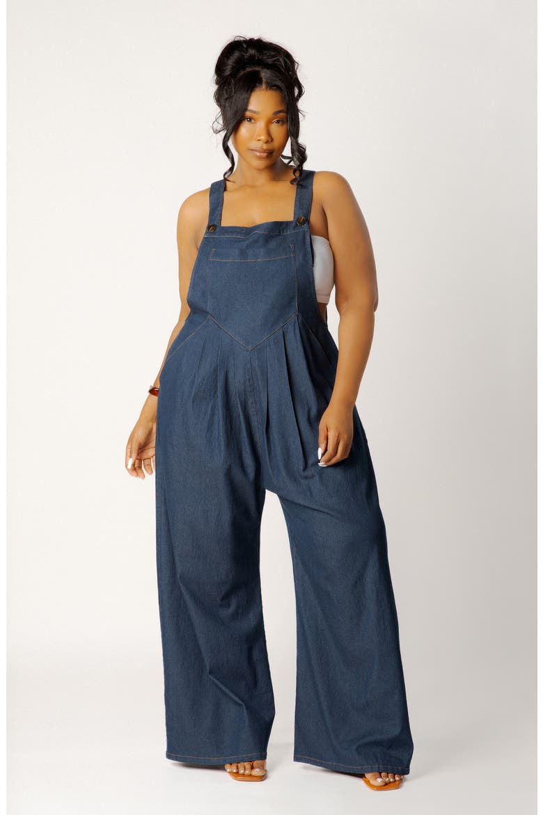 Wide Leg Denim Jumpsuit, Alternate, color, DENIM BLUE