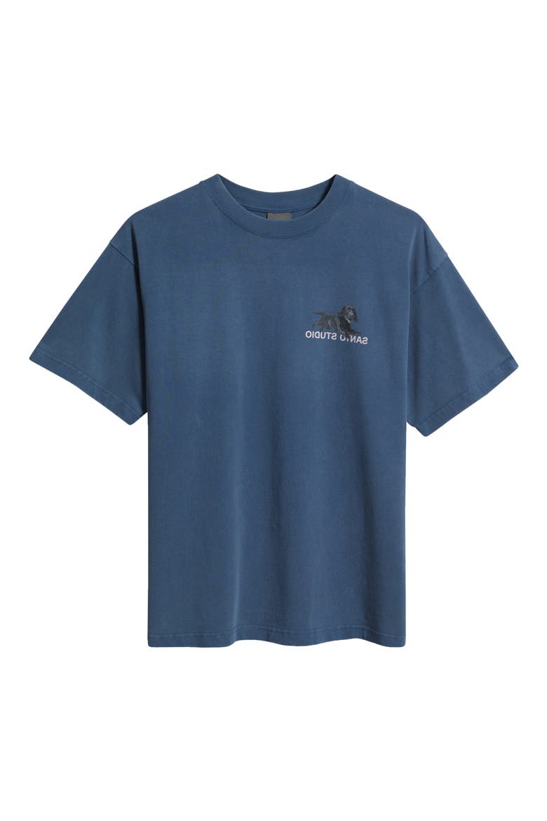 TNH Running Dog Cotton Graphic T-Shirt, Alternate, color, FADE BLUE