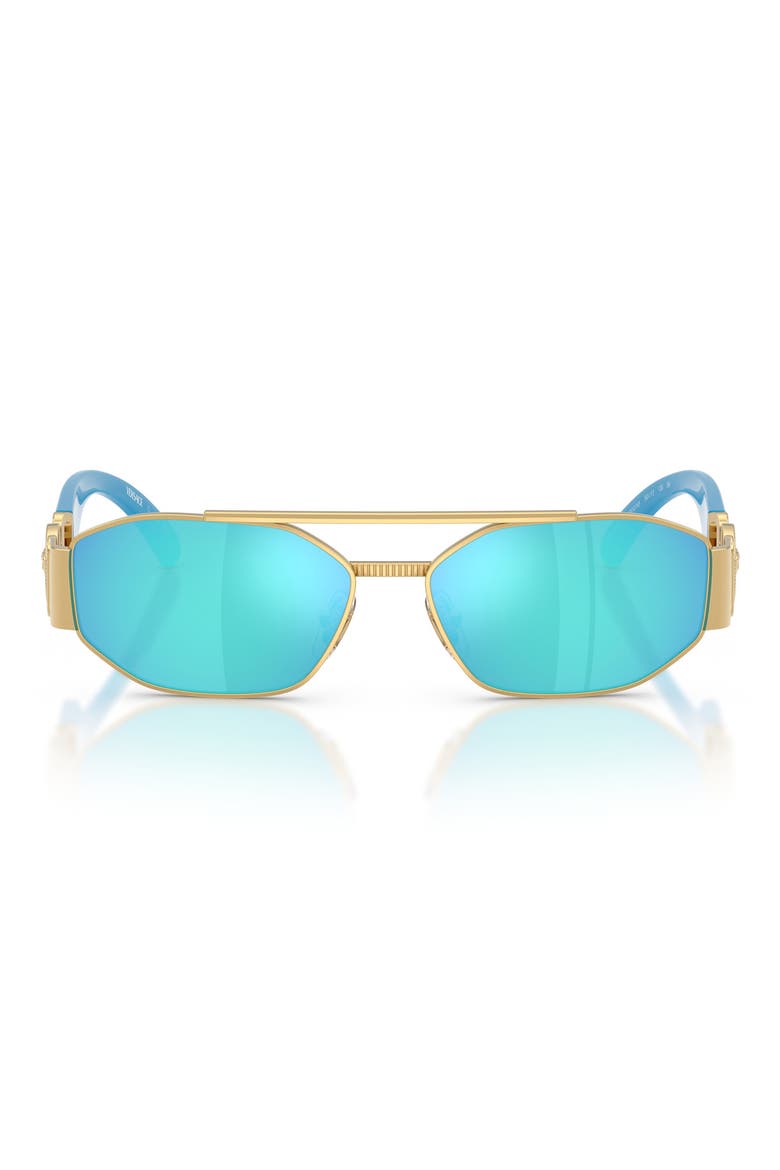 Kids' 50mm Rectangular Sunglasses, Main, color, GOLD / LIGHT GREEN MIRROR BLUE