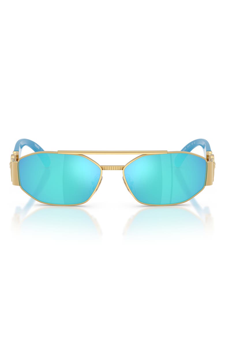 Versace Kids' 50mm Rectangular Sunglasses, Main, color, Gold / Light Green Mirror Blue