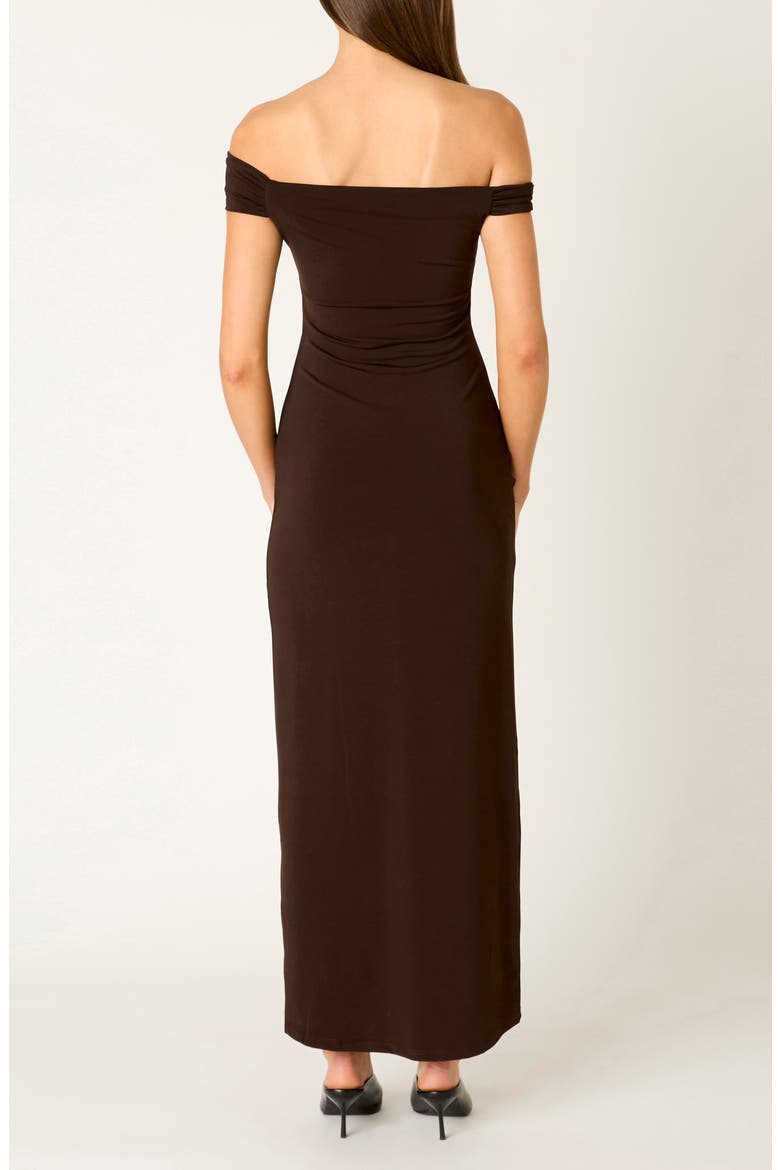 Clara Off the Shoulder Dress, Alternate, color, ESPRESSO