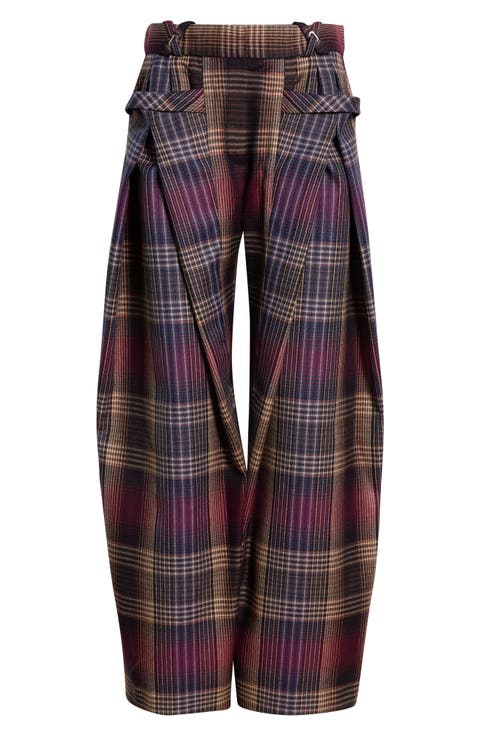Plaid Pleated Trousers