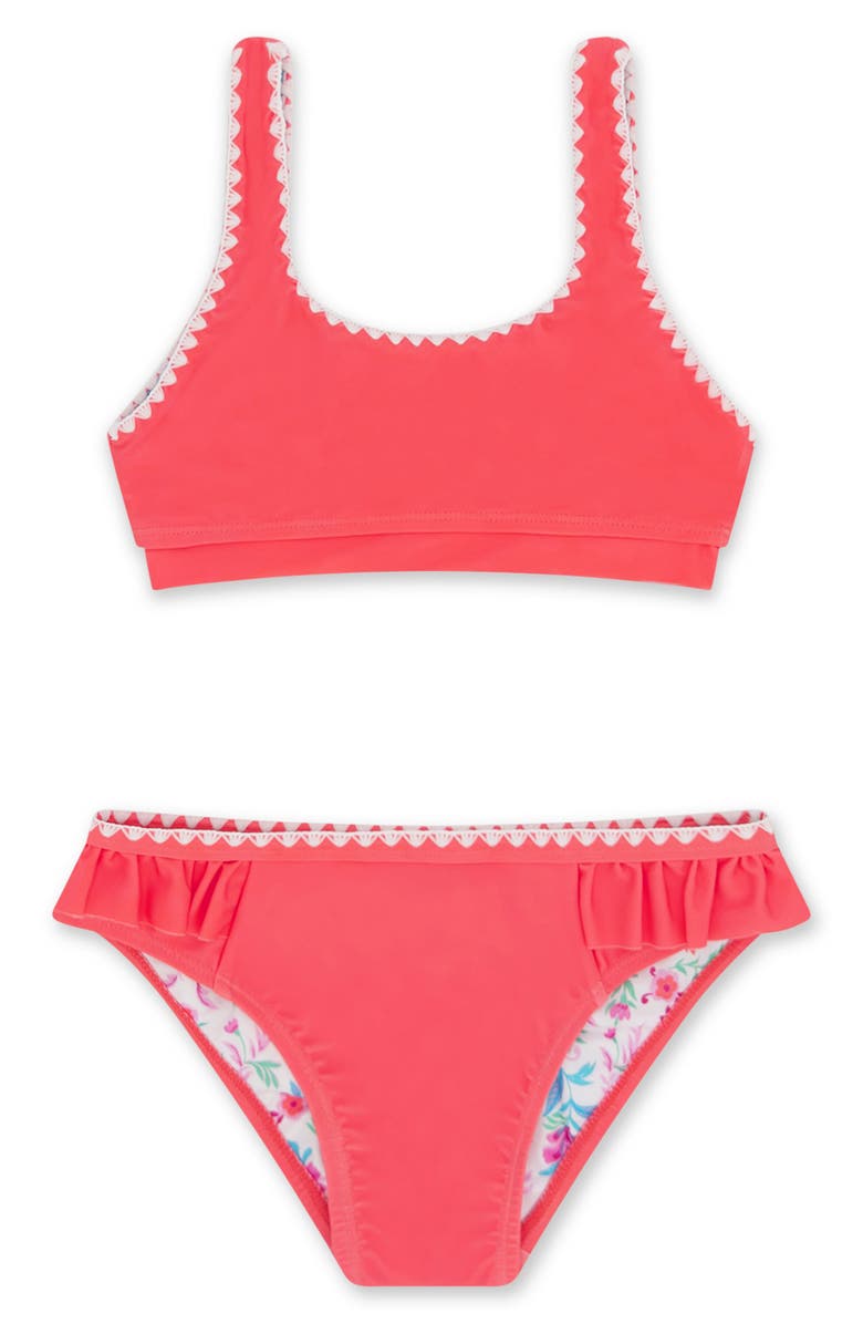 Feather 4 Arrow Kids' 4 The Frill of It Whipstitch Trim UPF 50+ Two-Piece Swimsuit, Main, color, 