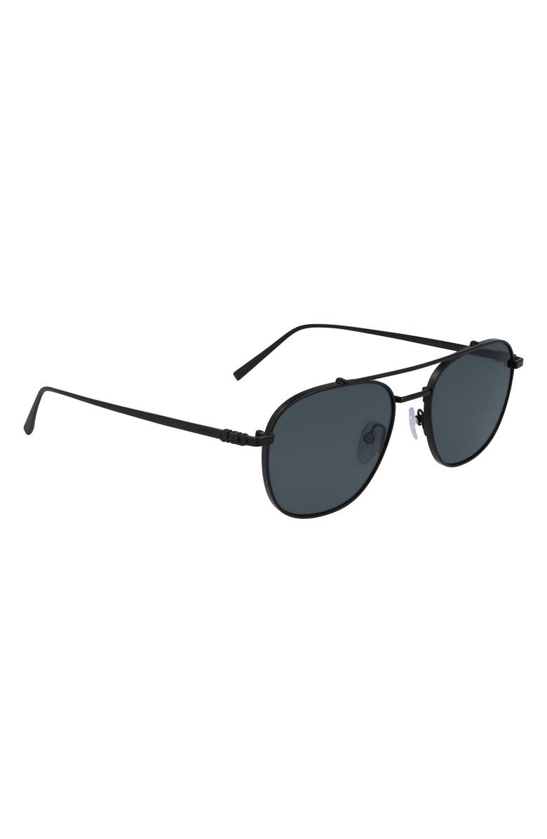 FERRAGAMO 54mm Aviator Sunglasses, Alternate, color, Matte Black