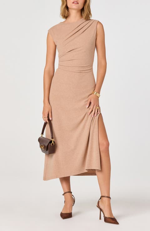 Drape Sleeveless Midi Dress