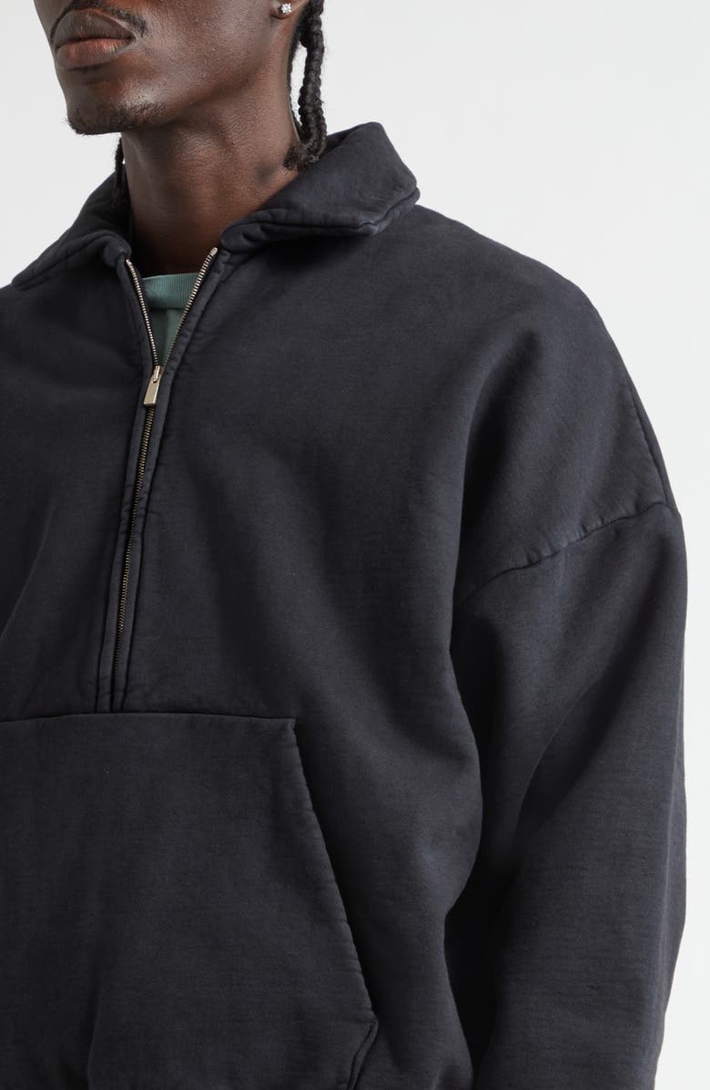 Fear of God Cotton Half Zip Pullover, Alternate, color, Black