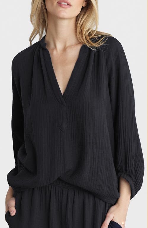 Ocean + Main Ocean+main Gauze Top In Black