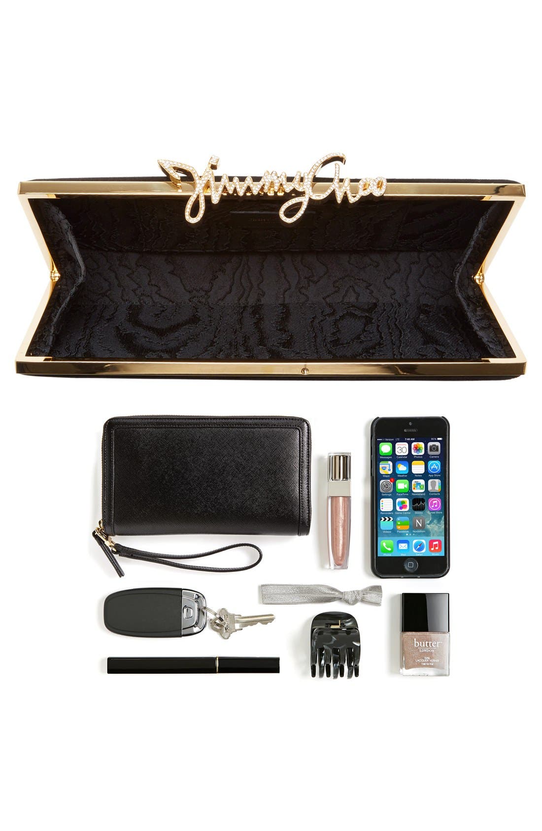 Jimmy Choo 'Celeste' Logo Clasp Suede Clutch, Alternate, color, 