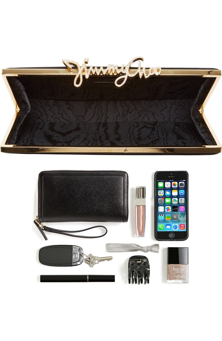 Jimmy Choo 'Celeste' Logo Clasp Suede Clutch, Alternate, color,