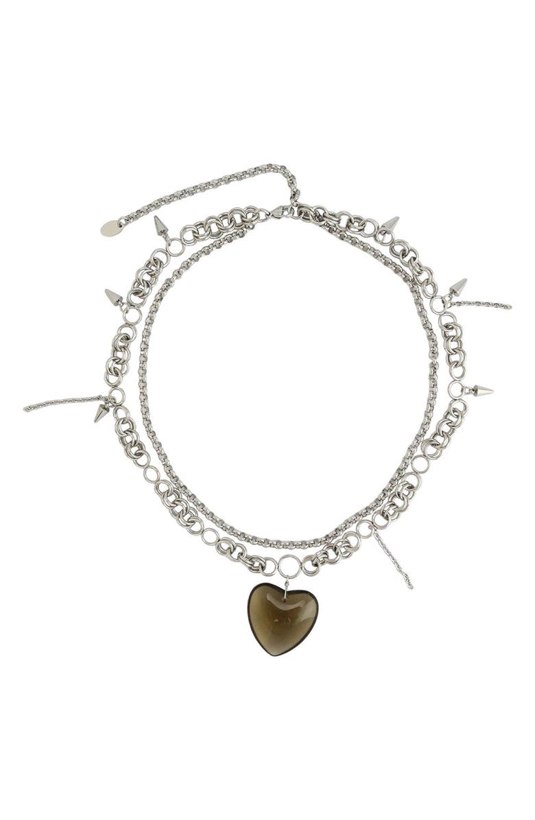 REBL Heart Pendant Layered Chain Necklace, Alternate, color, 