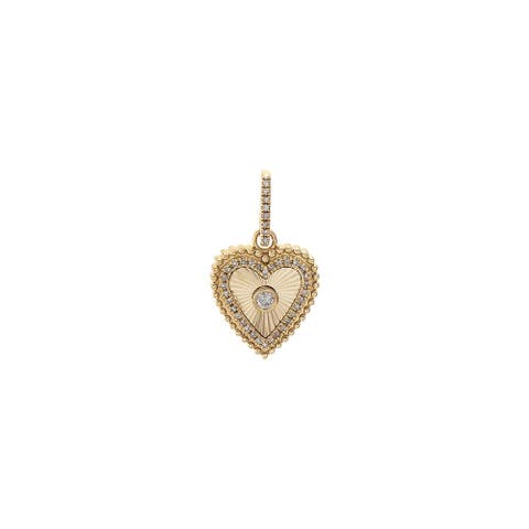 Diamond Bezeled Heart Charm 14K