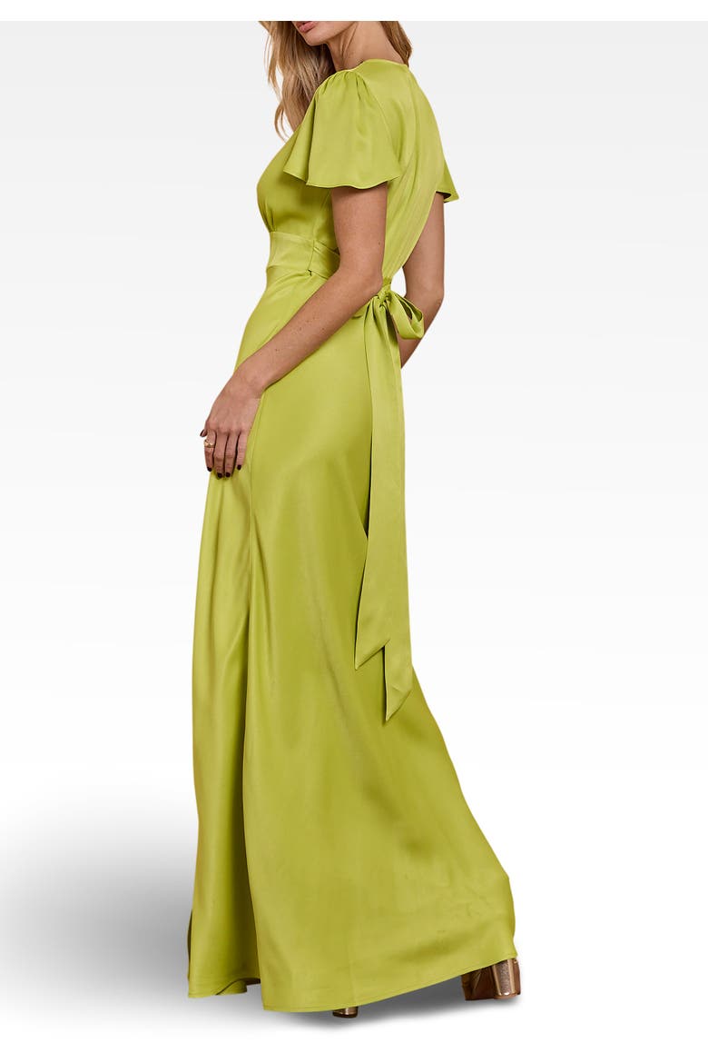 Chelsea Satin V-Neck Bridesmaid Dress, Alternate, color, Lime
