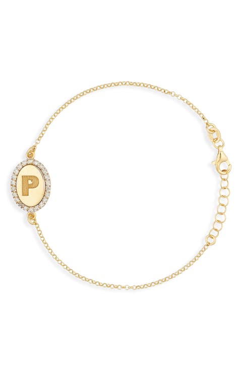 Diamond Initial Disc Bracelet