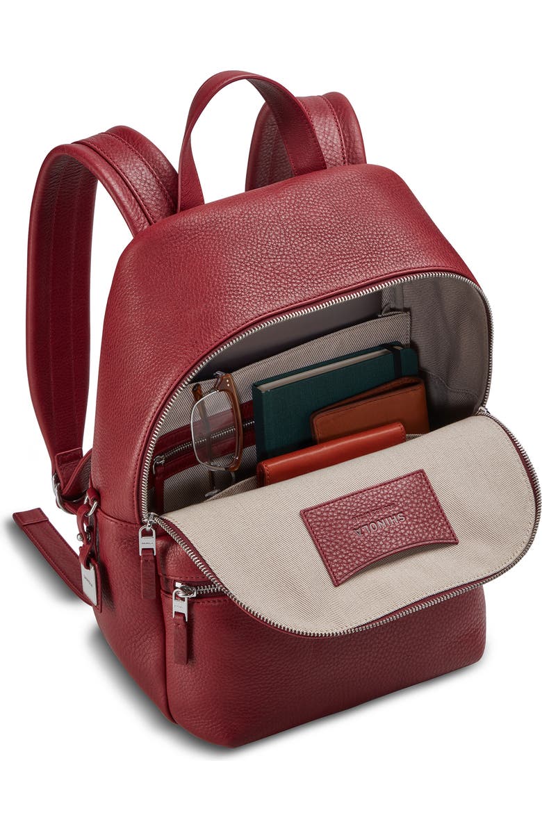 Shinola Small Runwell Leather Backpack, Alternate, color, Ruby