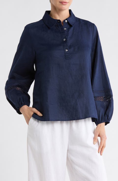 Coastalina Long Sleeve Linen Polo