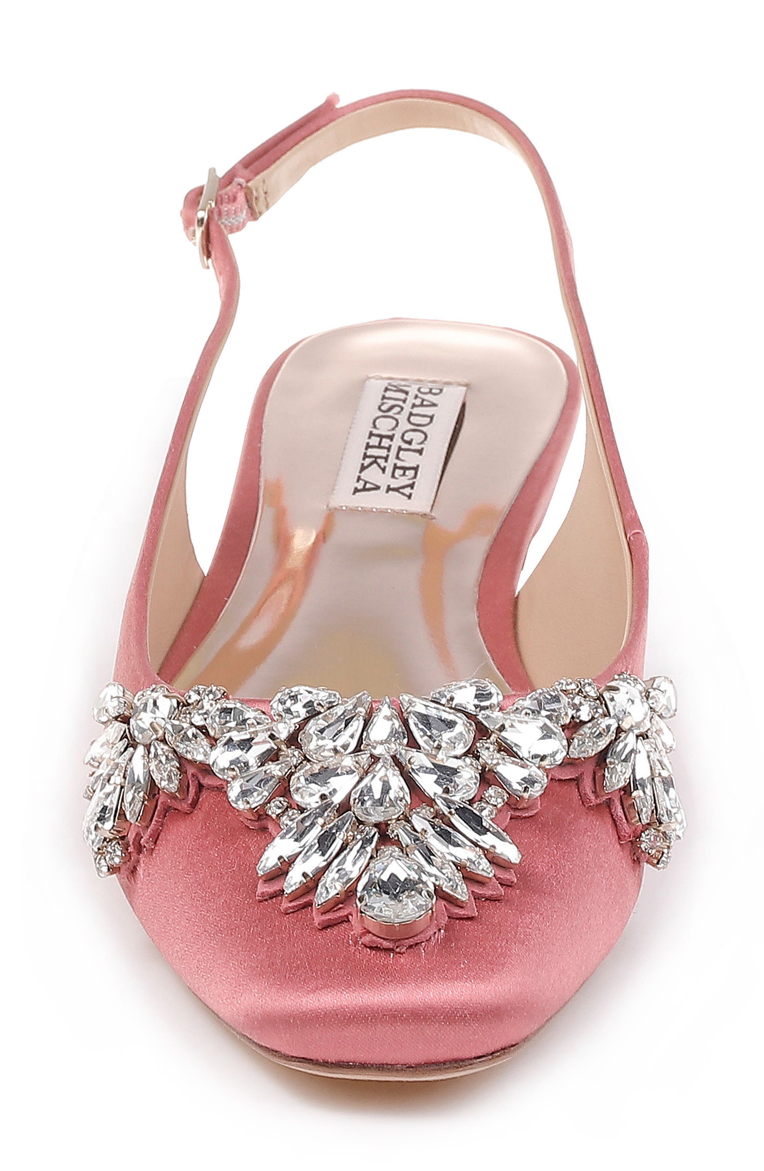 Badgley Mischka Shayla Slingback Flat, Alternate, color, GRAPEFRUIT SATIN
