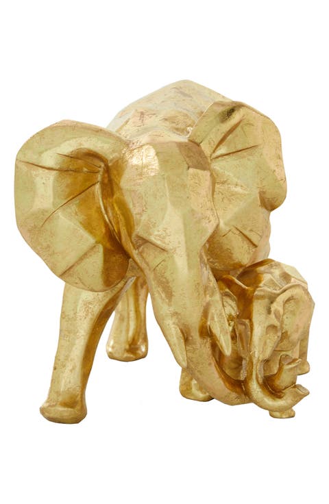 Goldtone Resin Modern Elephant Sculpture