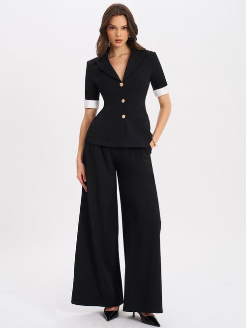 Miss Circle Aleena Short Sleeve Business Casual Blazer In Black