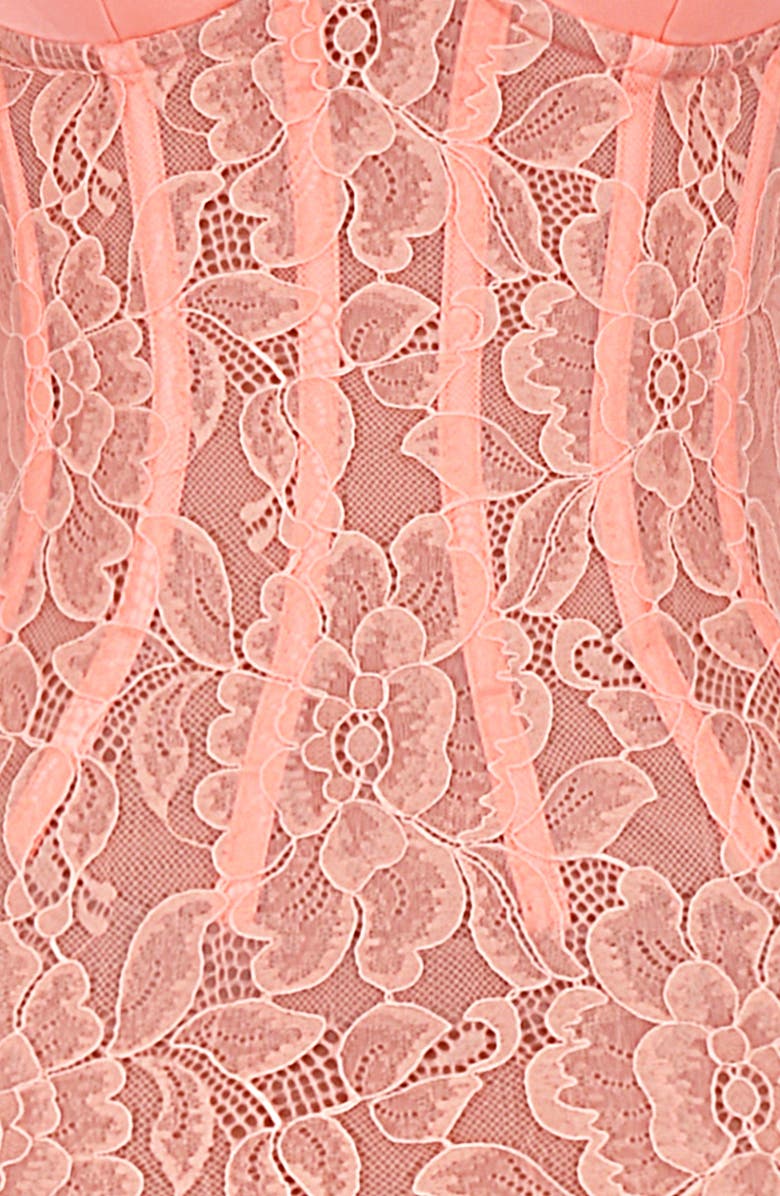 HOUSE OF CB Cordelia Lace Corset Mermaid Gown, Alternate, color, Papaya Punch