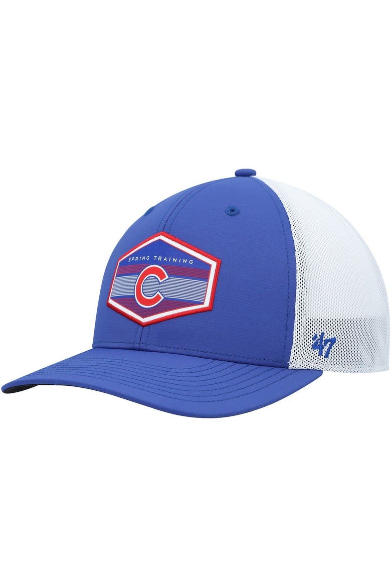 Men's '47 Royal/White Chicago Cubs Spring Training Burgess Trucker Adjustable Hat, Main, color, Royal