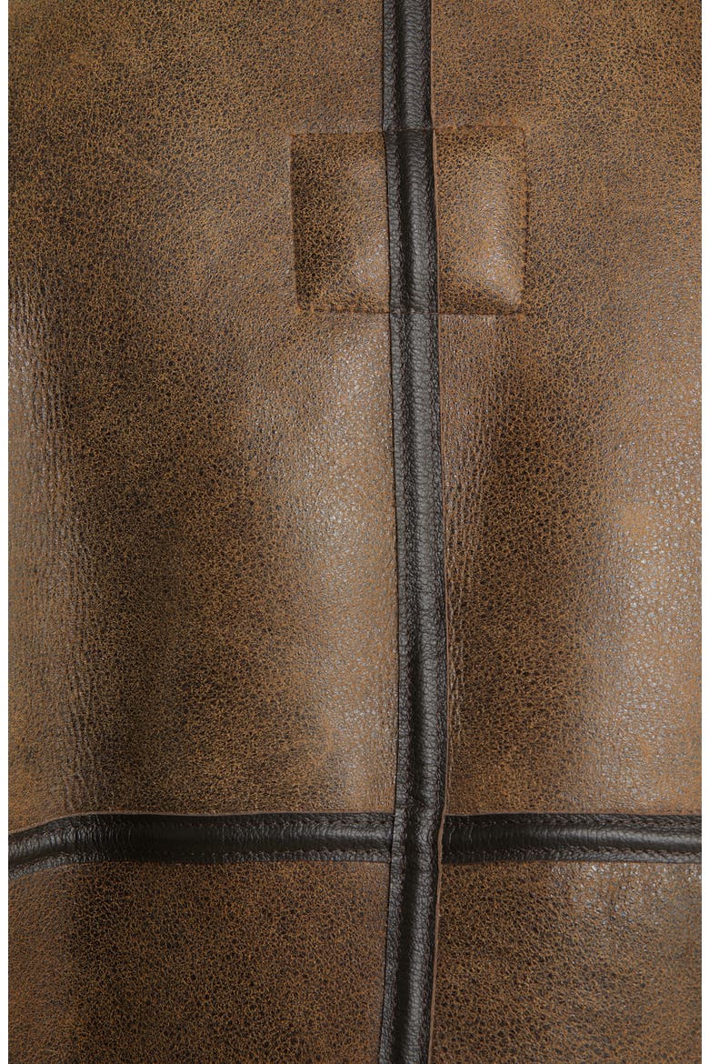 Genuine Shearling & Leather Bomber Jacket, Alternate, color, BROWN