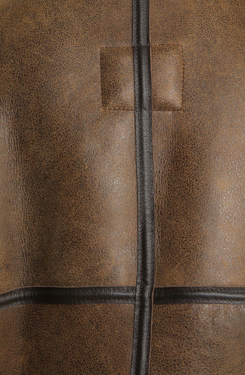 Schott NYC Genuine Shearling & Leather Bomber Jacket, Alternate, color, Brown