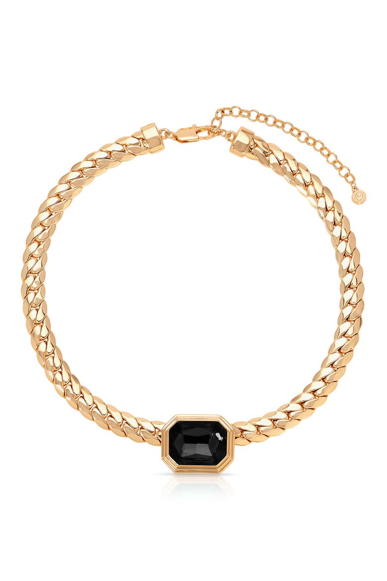Emerald Deco Collar Necklace, Main, color, BLACK