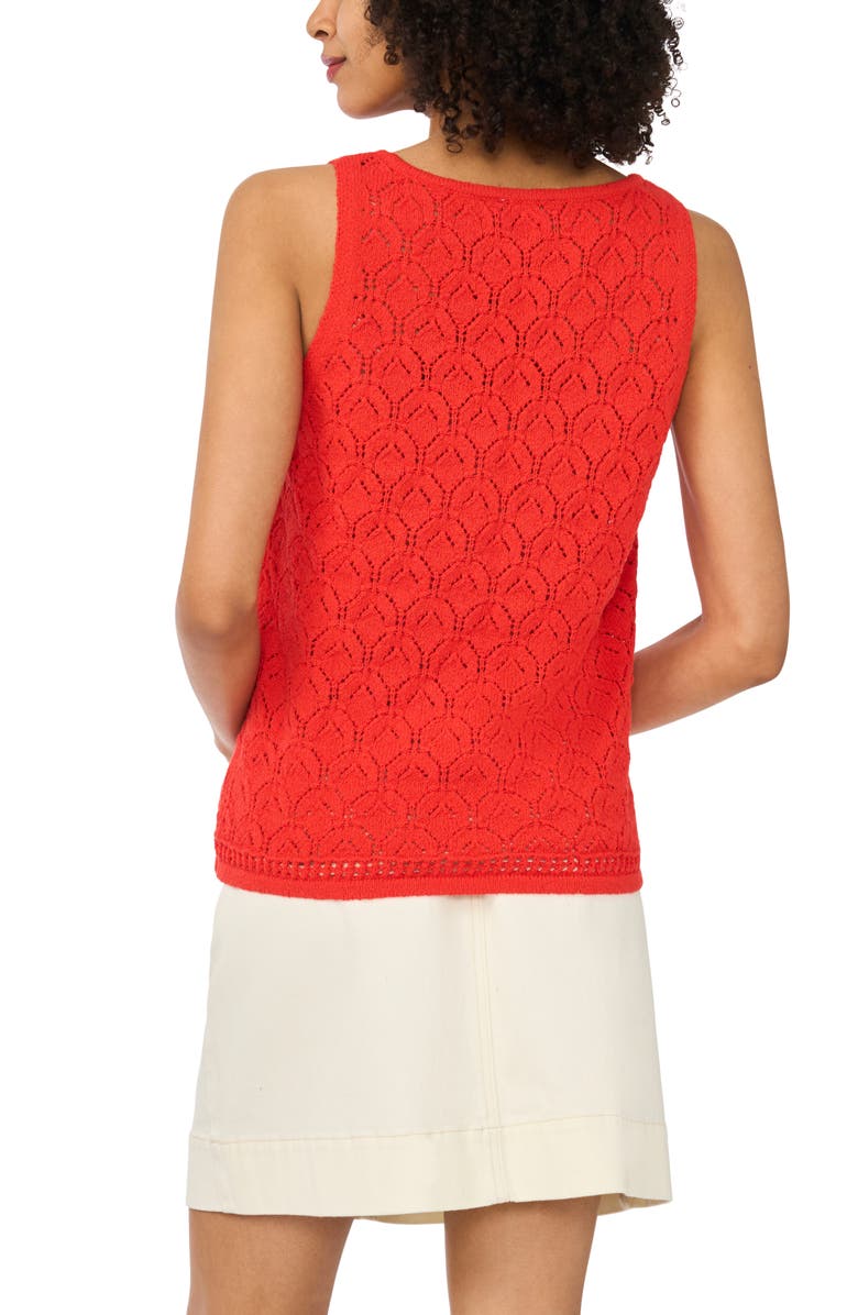 Vince Camuto Cotton Blend Pointelle Tank, Alternate, color, Lobster Red