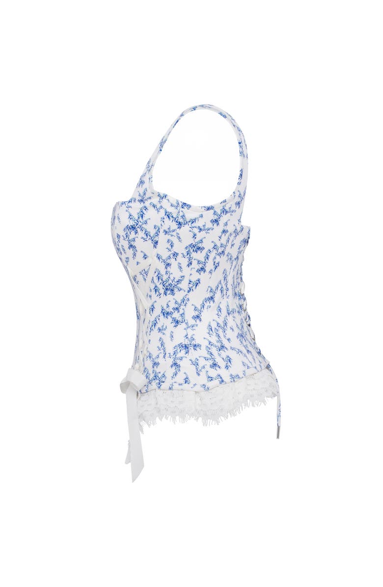 Milla Corset on Straps with Bows and Ribbon Lacing in Blue Lavender, Alternate, color, Blue Lavender