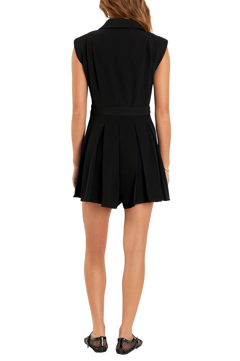 Pleated Romper, Alternate, color, BLACK