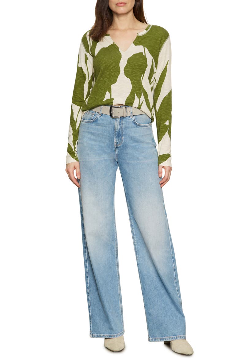 Print Split Neck Knit Top, Alternate, color, MARTINI ABSTRACT GREEN