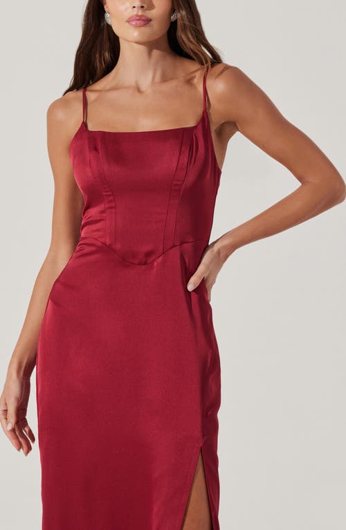 Astr The Label Satin Corset Midi Dress In Wine