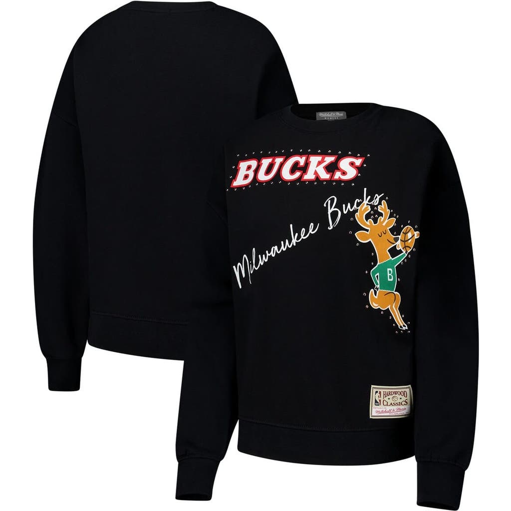 Mitchell & Ness Black Milwaukee Bucks Hardwood Classics Home Team Pullover Sweatshirt