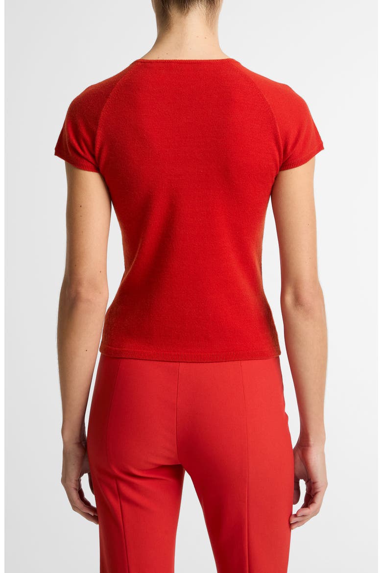 Short Sleeve Wool Blend Sweater, Alternate, color, POPPY