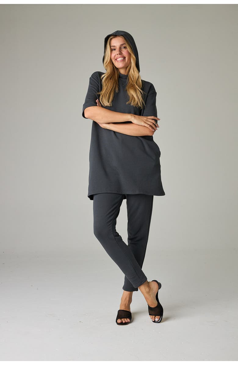 eavolu Malawi Eco-Luxe Fleece Hooded Tunic/Dress - Cloud-Soft Comfort, Alternate, color, Slate