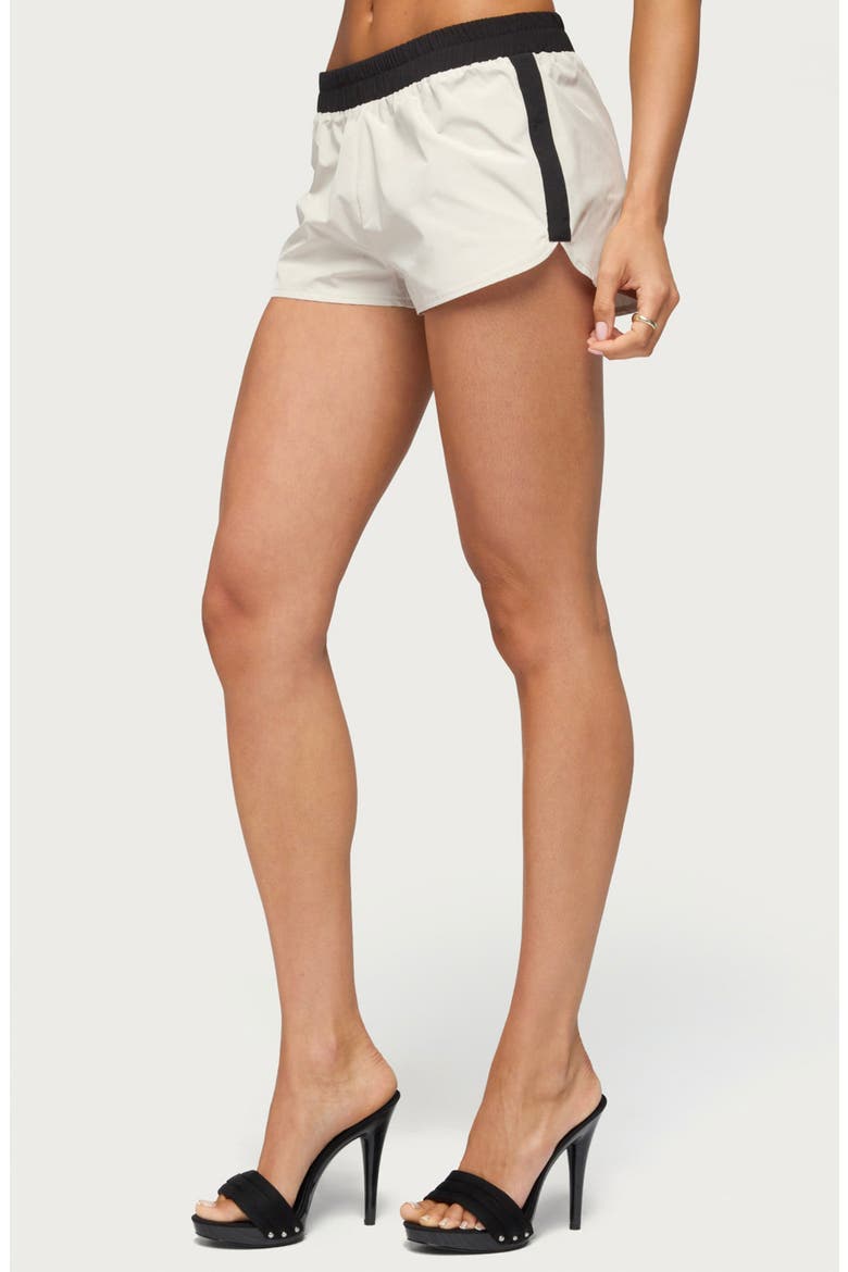 Emrie Stripe Nylon Shorts, Alternate, color, STONE