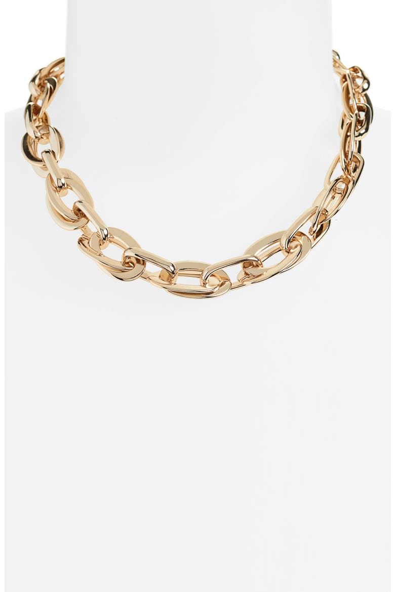 Double Link Collar Necklace, Alternate, color, GOLD