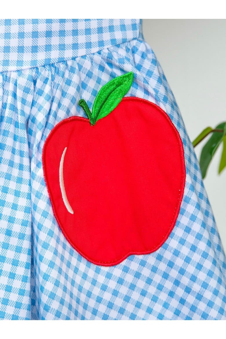 Apple Sweetheart Gingham Puff Sleeve Dress, Alternate, color, Blue