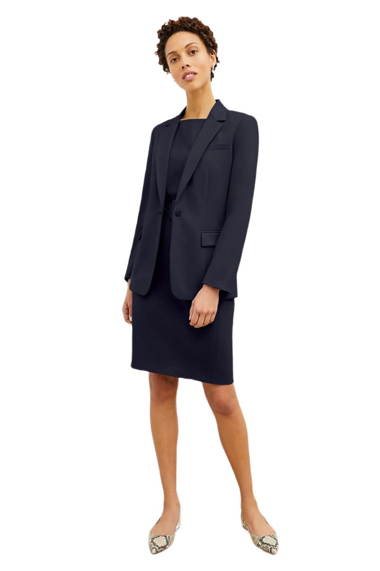 Cynthia Italian Wool Twill Dress, Alternate, color, Dark Navy