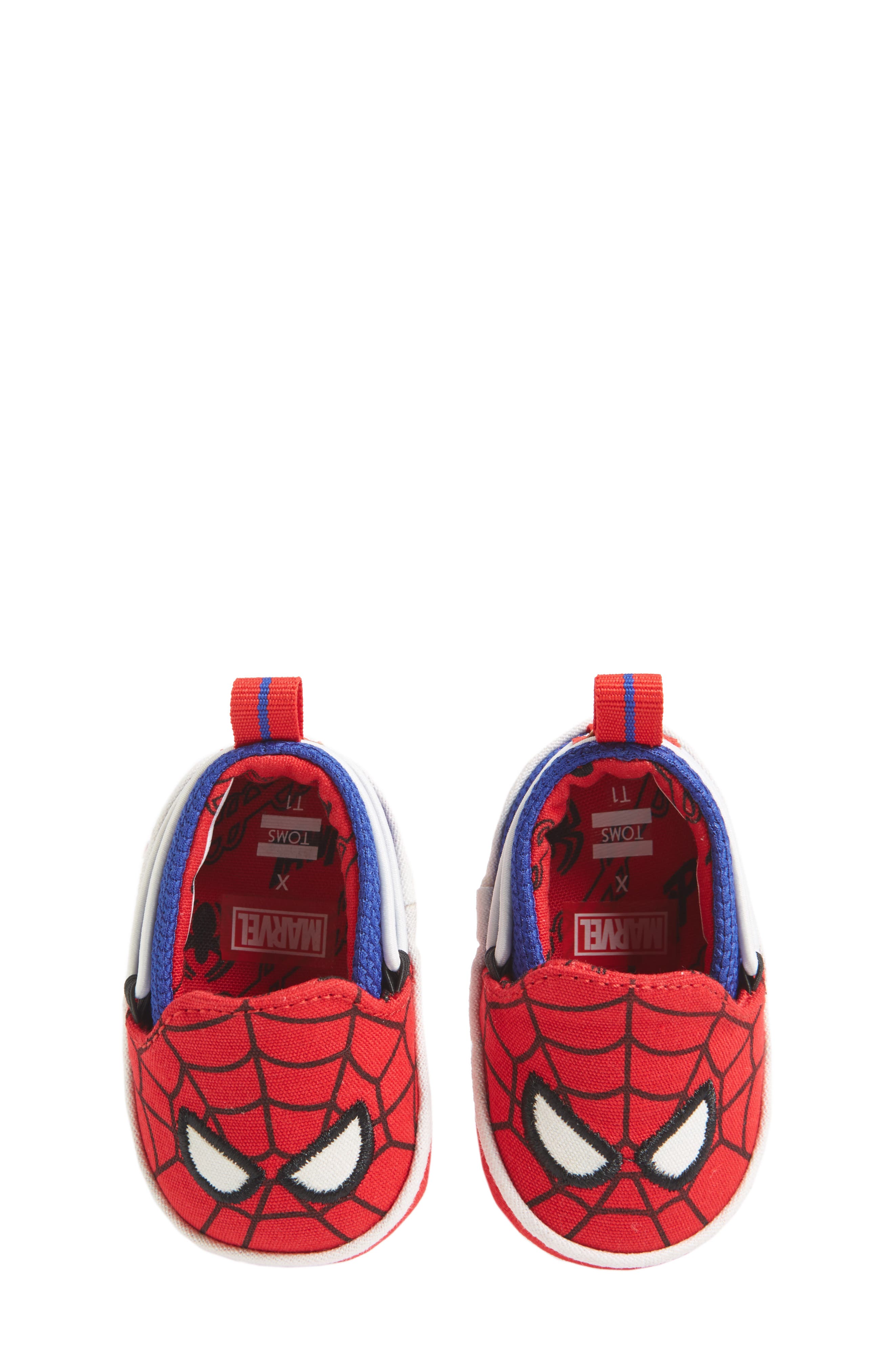 TOMS x Marvel Lima Spider Man Slip-On Crib Shoe, Alternate, color, 