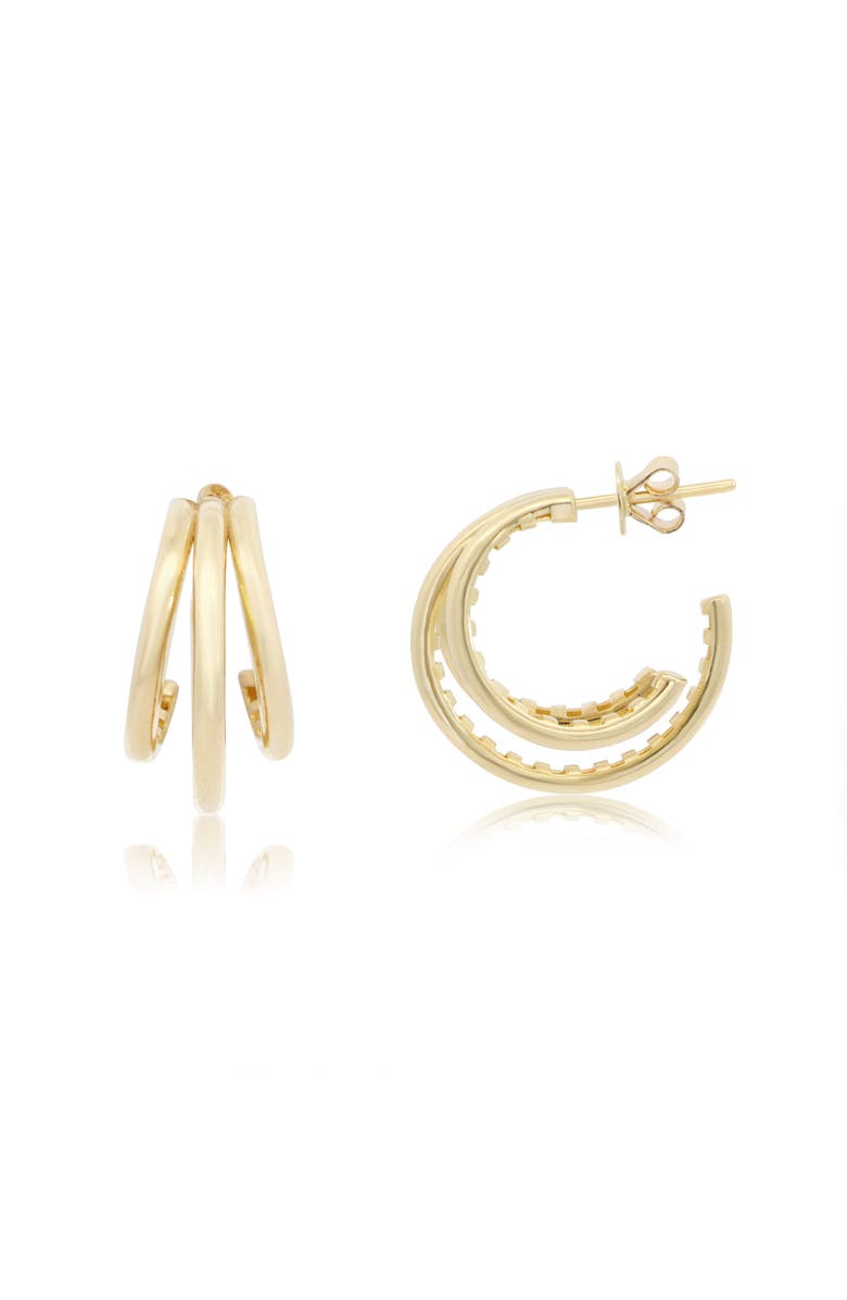The Lovery Fine Jewelry Gold Triple Hoop Earrings, Main, color, Yellow Gold
