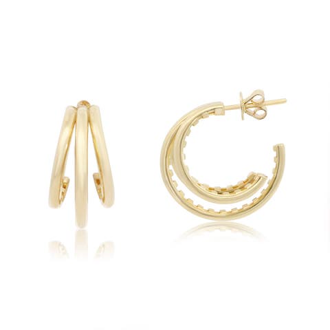 Gold Triple Hoop Earrings