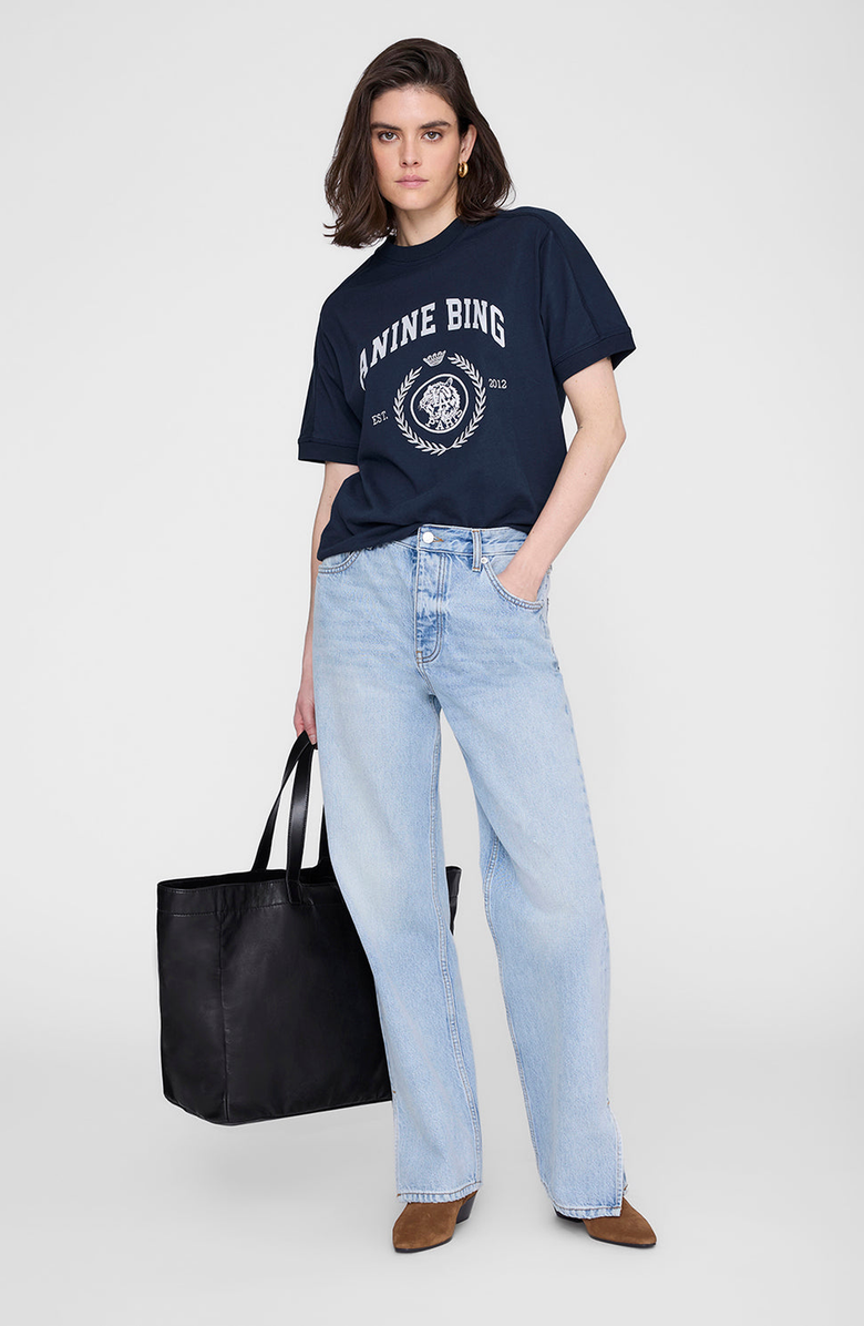 ANINE BING Jaylin Collegiate Tee, Main, color, Navy
