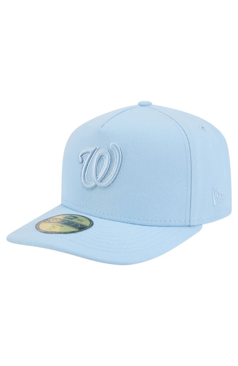New Era Men's New Era  Light Blue Washington Nationals Color Pack A-Frame 59FIFTY Fitted Hat, Main, color, 