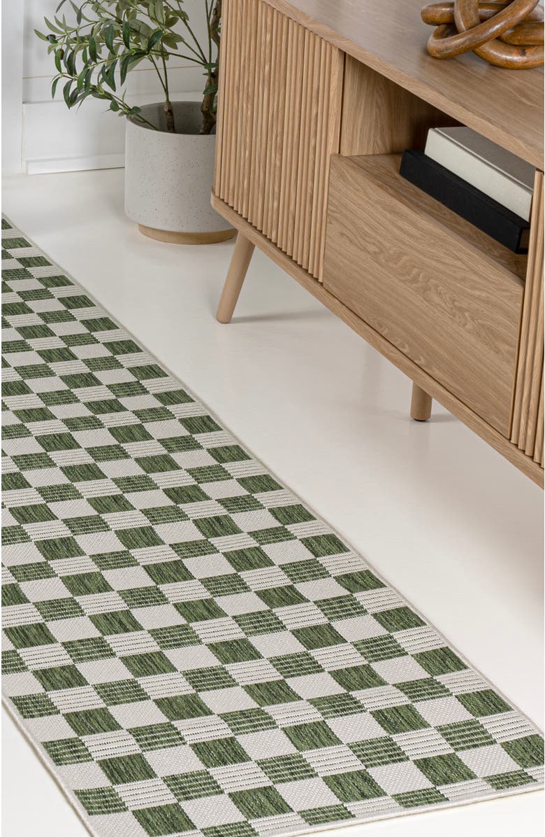 JONATHAN Y Aimee Traditional Cottage Checkerboard Indoor/Outdoor Area Rug, Alternate, color, Green/Cream