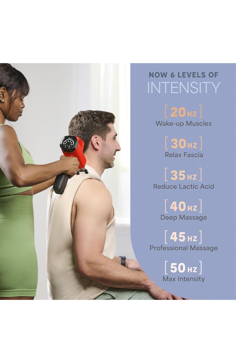 Lifepro Handheld Electric Muscle Massager Massage Gun Deep Tissue Percussion Massager, Alternate, color, Red