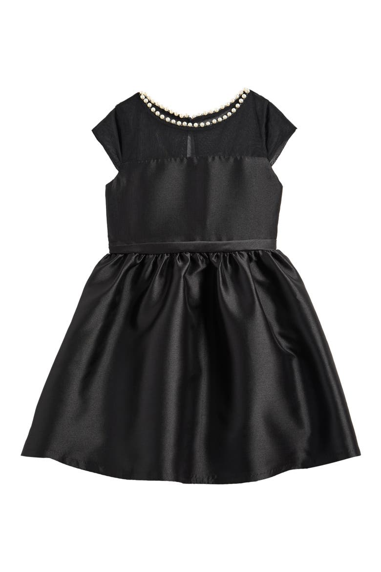 Kids' Illusion Neck Party Dress, Main, color, BLACK