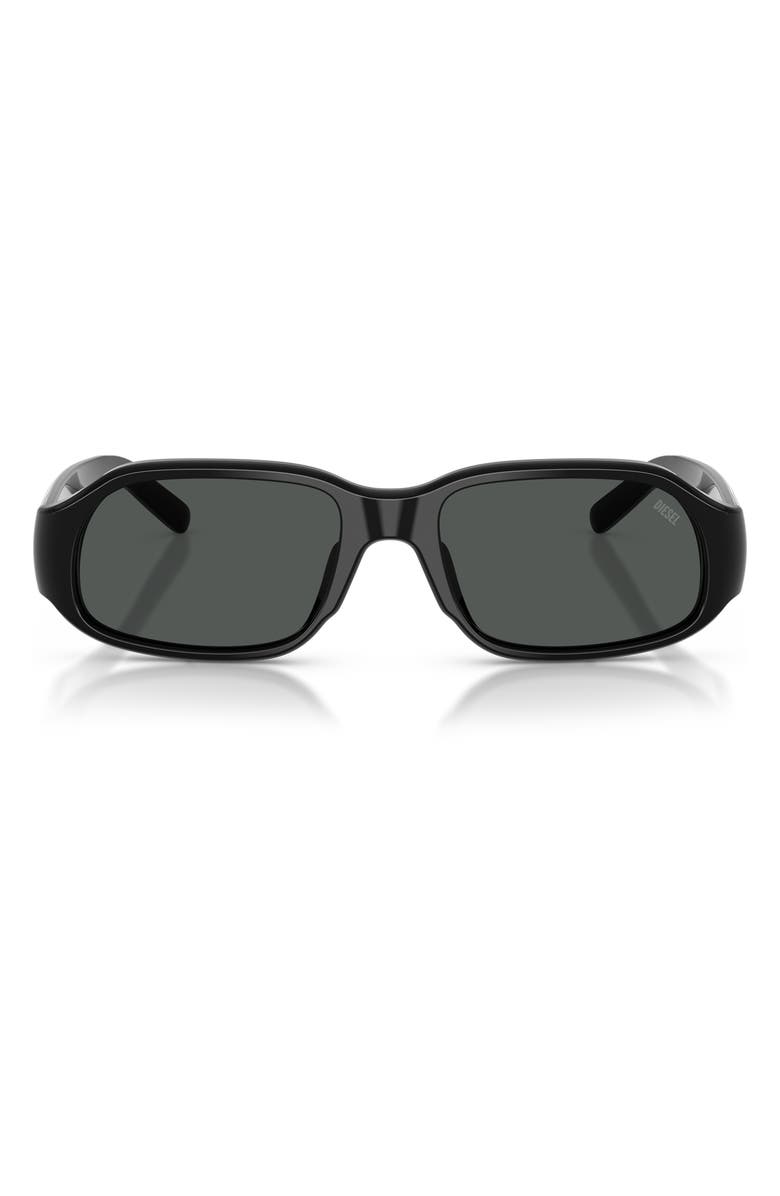 DIESEL<sup>®</sup> 55mm Oval Sunglasses, Main, color, Solid Black / Solid Black