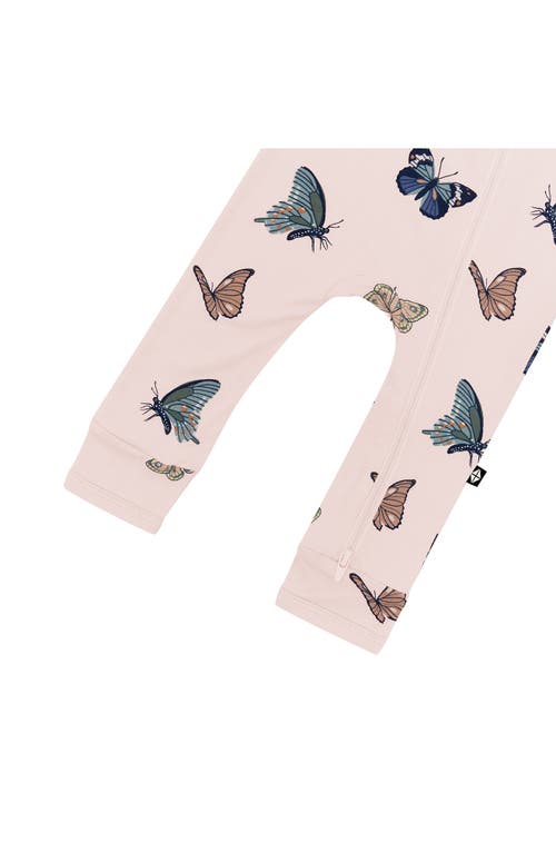 Kyte Baby Blush Butterfly Zip-up Romper In Pink