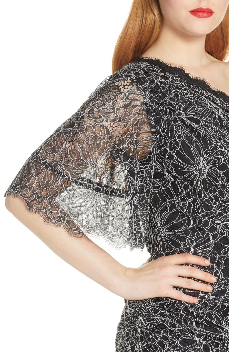 Harlyn One Shoulder Lace High/Low Cocktail Dress, Alternate, color,